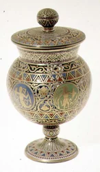 Covered goblet with enamelling and gilded decoration, mark of Alexander II on base, by Imperial Glass Factory, c.1870